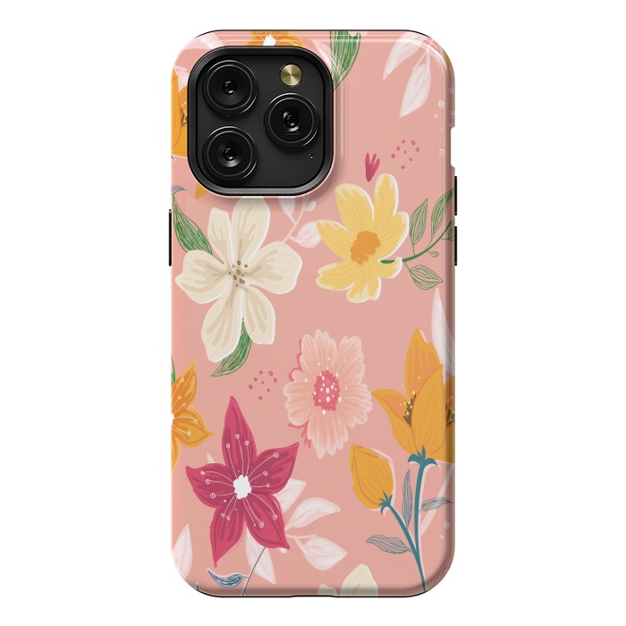 iPhone 15 Pro Max StrongFit peach floral print by MALLIKA