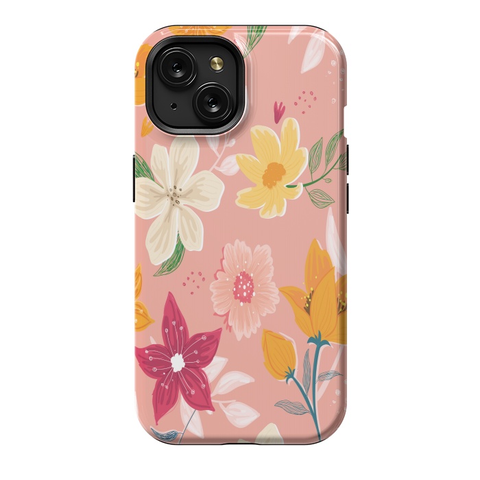 iPhone 15 StrongFit peach floral print by MALLIKA