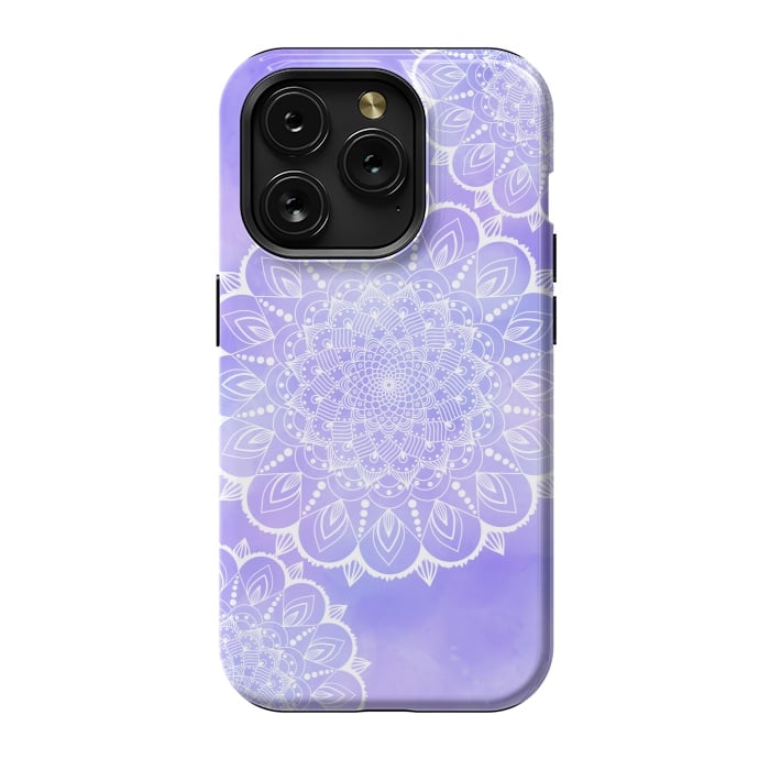 iPhone 15 Pro StrongFit Purple mandala flowers by Jms