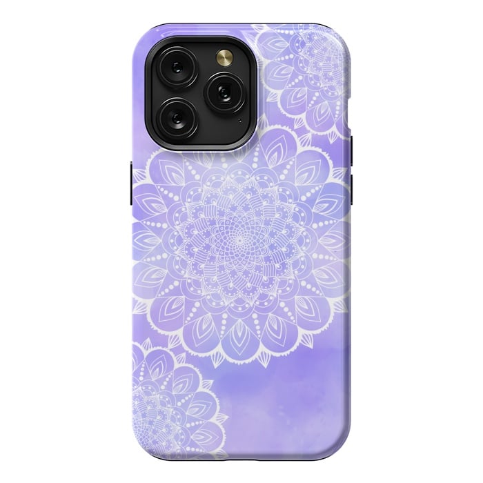 iPhone 15 Pro Max StrongFit Purple mandala flowers by Jms