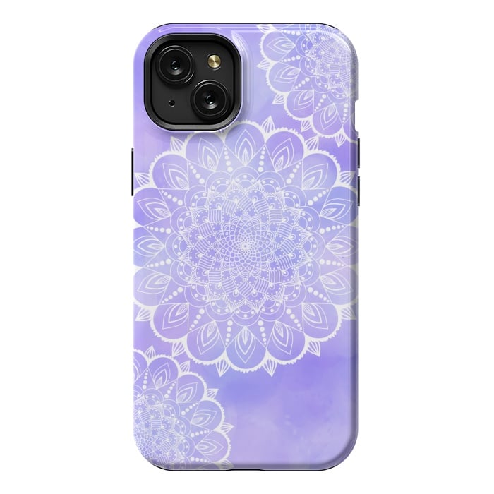 iPhone 15 Plus StrongFit Purple mandala flowers by Jms