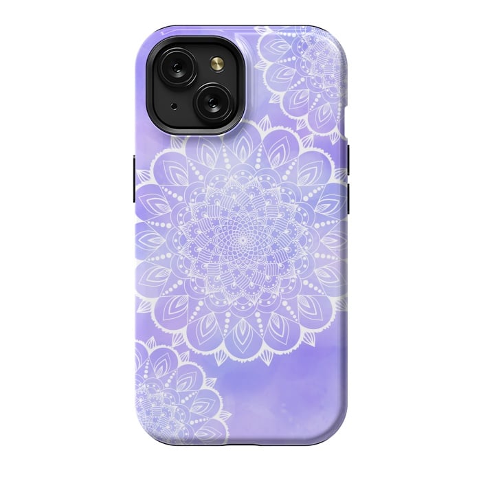 iPhone 15 StrongFit Purple mandala flowers by Jms
