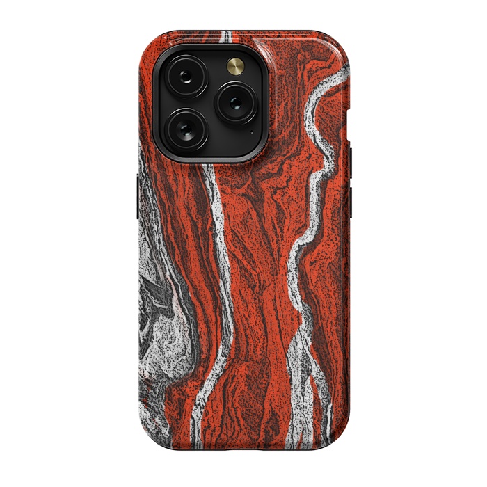 iPhone 15 Pro StrongFit Red and white marble texture design by Josie