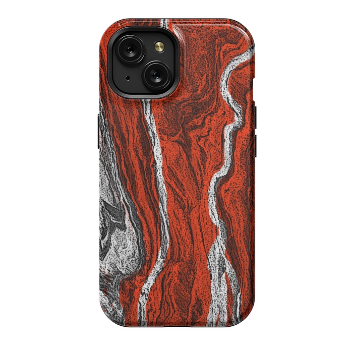 iPhone 15 StrongFit Red and white marble texture design by Josie