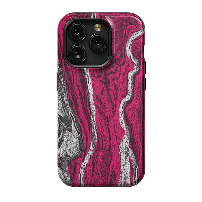 iPhone 15 Pro StrongFit Pink and white marble textured design by Josie