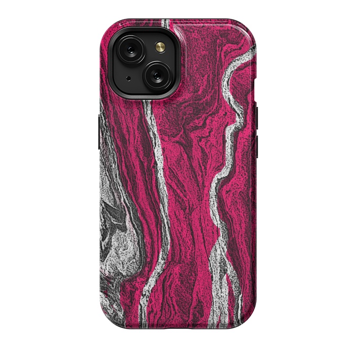 iPhone 15 StrongFit Pink and white marble textured design by Josie