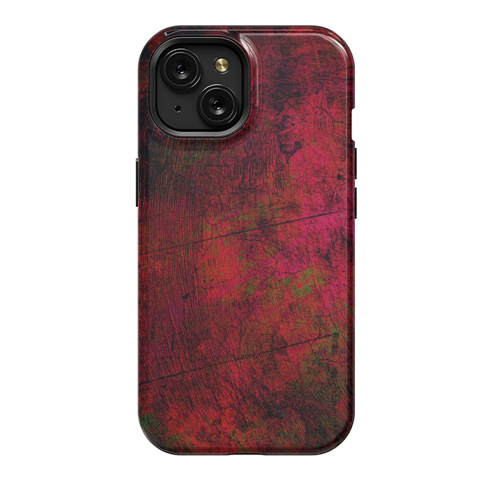 iPhone 15 StrongFit Red abstract grunge textured design by Josie
