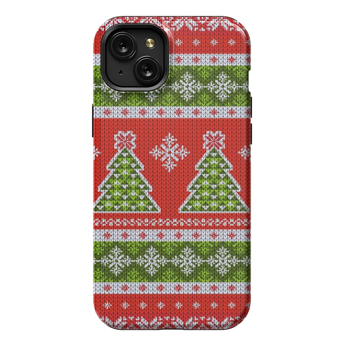 iPhone 15 Plus StrongFit Ugly christmas sweater pattern  by Winston