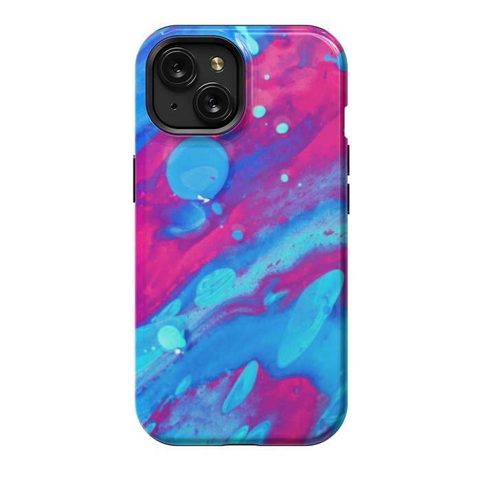 iPhone 15 StrongFit Pink and blue abstract painting  by Winston