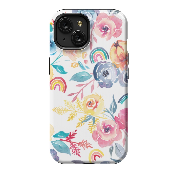 iPhone 15 StrongFit Roses and Rainbows by gingerlique