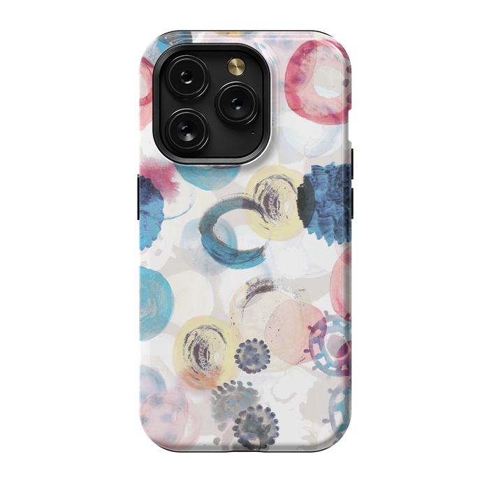 iPhone 15 Pro StrongFit Watercolour playful spots abstract pattern by Oana 