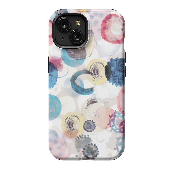 iPhone 15 StrongFit Watercolour playful spots abstract pattern by Oana 