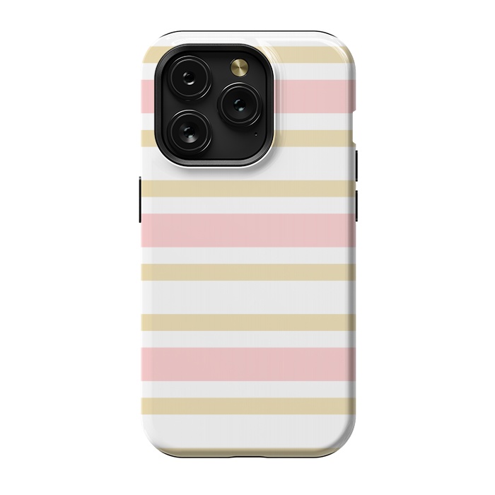 iPhone 15 Pro StrongFit pink golden stripes pattern by MALLIKA