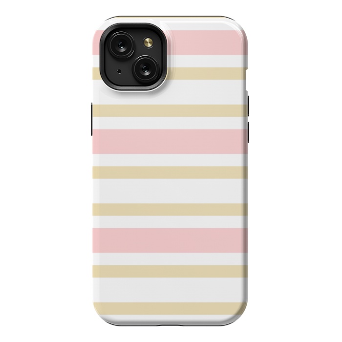 iPhone 15 Plus StrongFit pink golden stripes pattern by MALLIKA