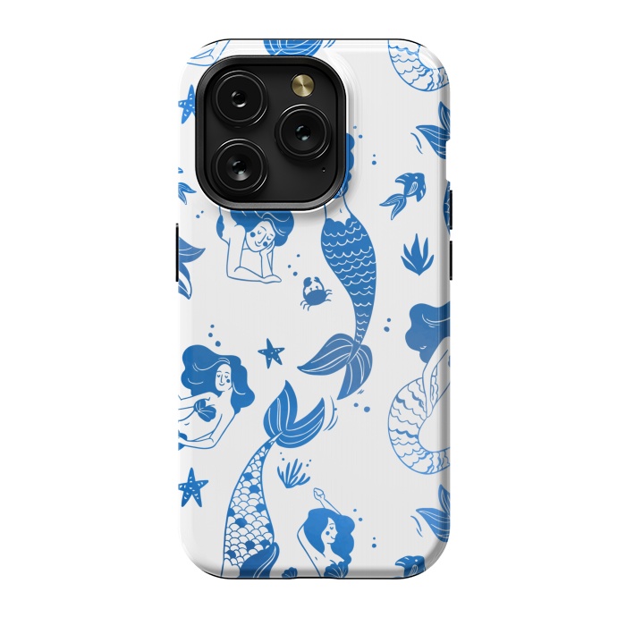 iPhone 15 Pro StrongFit blue mermaid pattern by MALLIKA