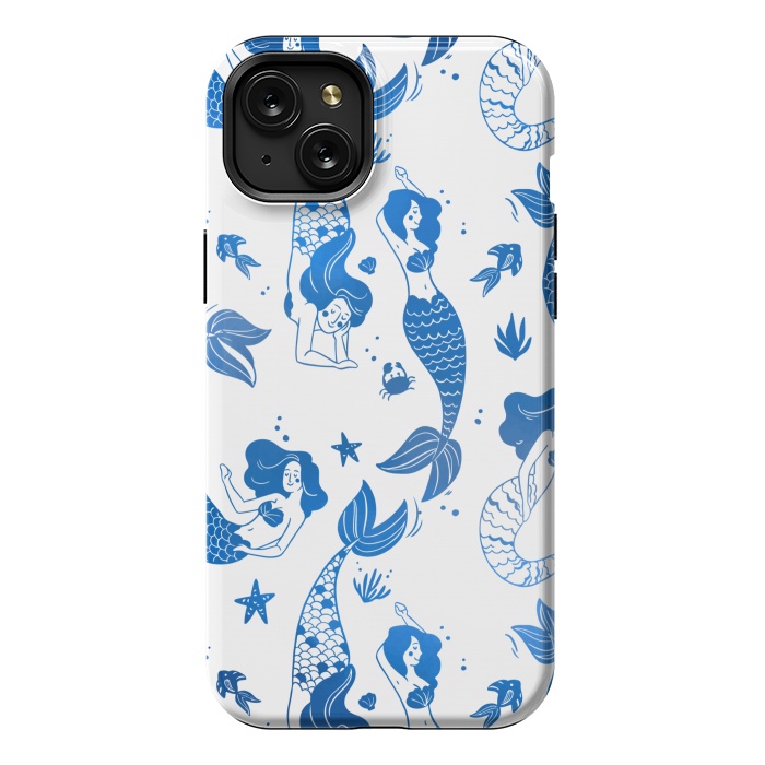 iPhone 15 Plus StrongFit blue mermaid pattern by MALLIKA