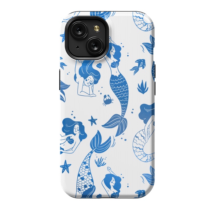 iPhone 15 StrongFit blue mermaid pattern by MALLIKA