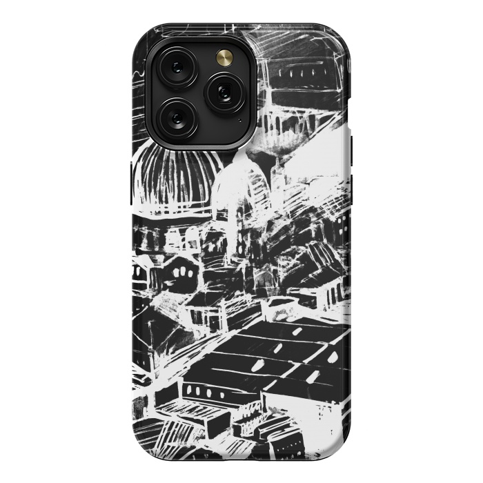 iPhone 15 Pro Max StrongFit Venice Italian cityscape white ink sketch by Oana 