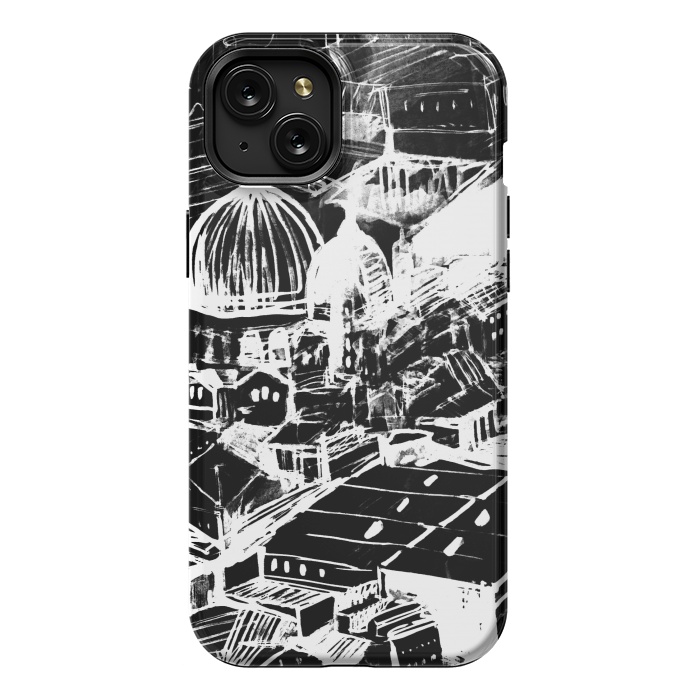 iPhone 15 Plus StrongFit Venice Italian cityscape white ink sketch by Oana 