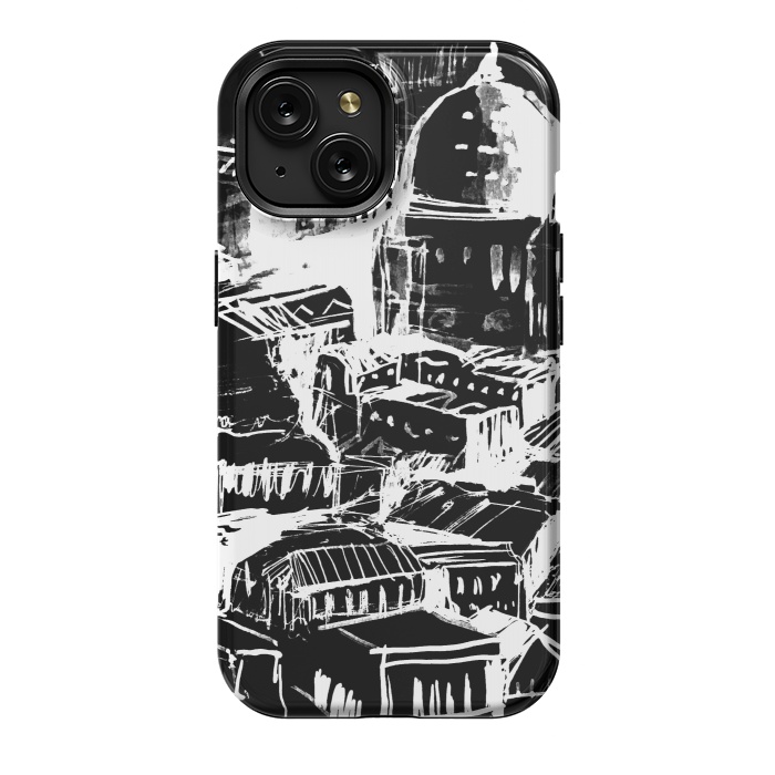 iPhone 15 StrongFit Venice Italian cityscape white ink sketch by Oana 