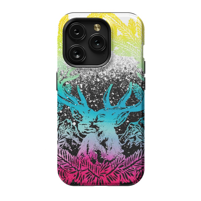 iPhone 15 Pro StrongFit Gradient reindeer and pine leaves illustration by Oana 