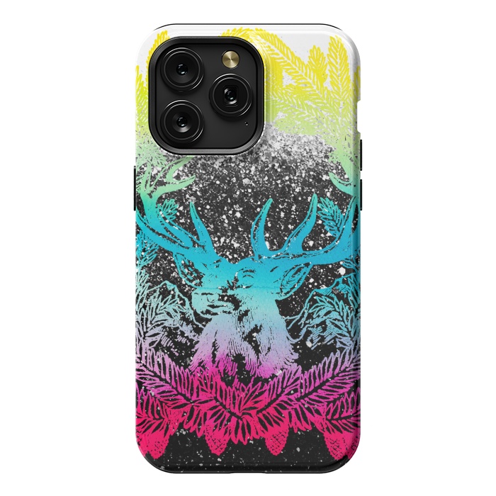 iPhone 15 Pro Max StrongFit Gradient reindeer and pine leaves illustration by Oana 