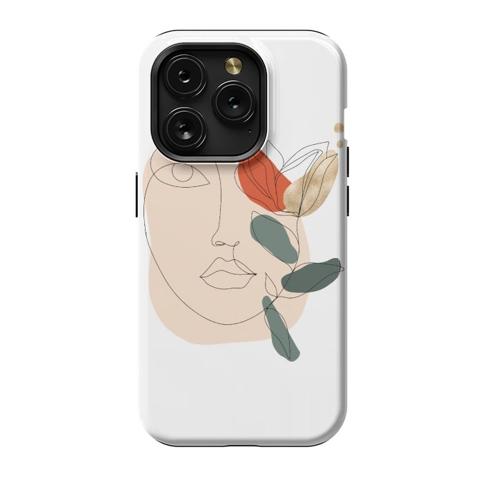 iPhone 15 Pro StrongFit Lineart Face Floral  by DaDo ART