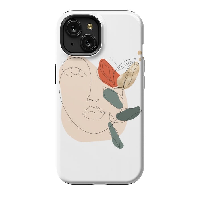 iPhone 15 StrongFit Lineart Face Floral  by DaDo ART