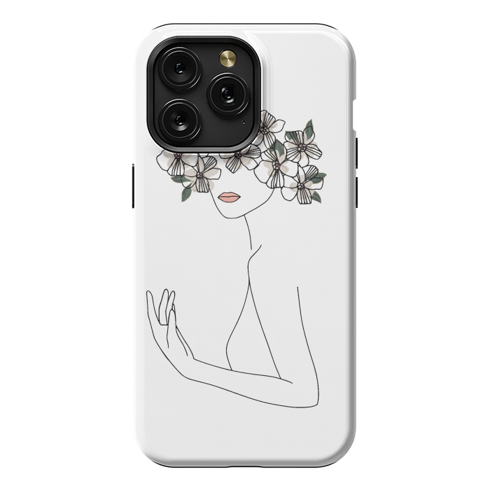 iPhone 15 Pro Max StrongFit Lineart - Nymph Girl Floral by DaDo ART