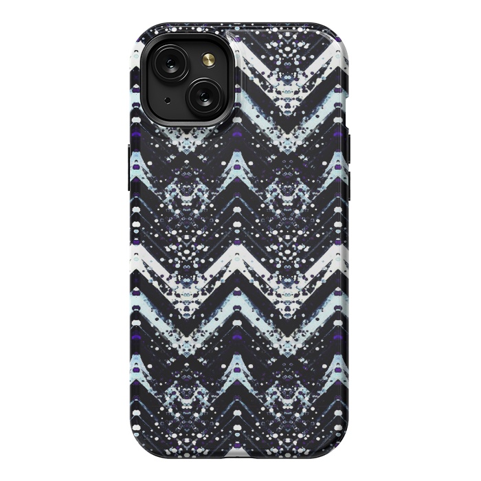 iPhone 15 Plus StrongFit Snowy mountains zigzag ethnic pattern by Oana 