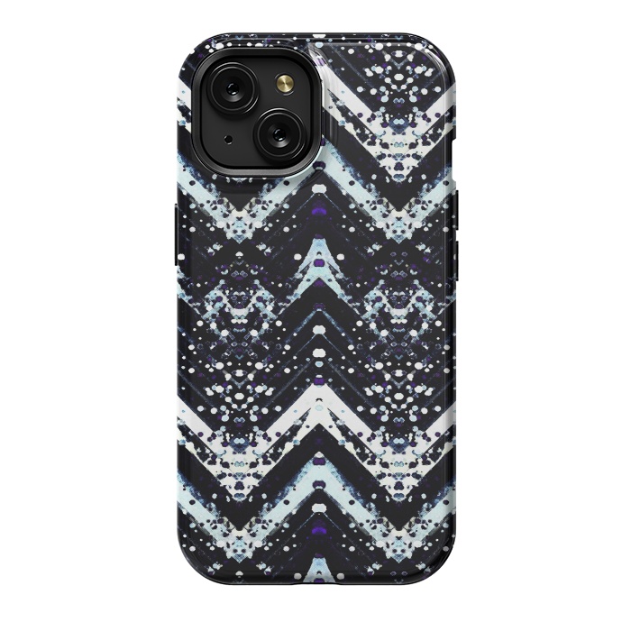 iPhone 15 StrongFit Snowy mountains zigzag ethnic pattern by Oana 