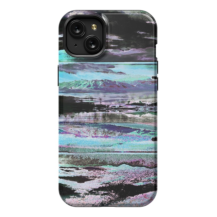 iPhone 15 Plus StrongFit Stylised blue purple mountain landscape by Oana 