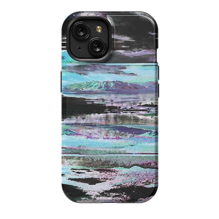 iPhone 15 StrongFit Stylised blue purple mountain landscape by Oana 