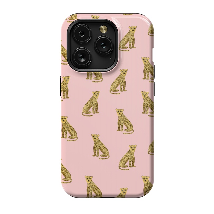 iPhone 15 Pro StrongFit Leopard. Pink pattern by Julia Badeeva