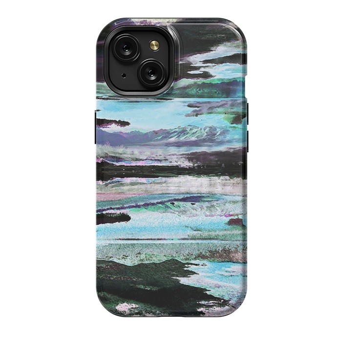 iPhone 15 StrongFit Mountain landscape textured modern painting by Oana 