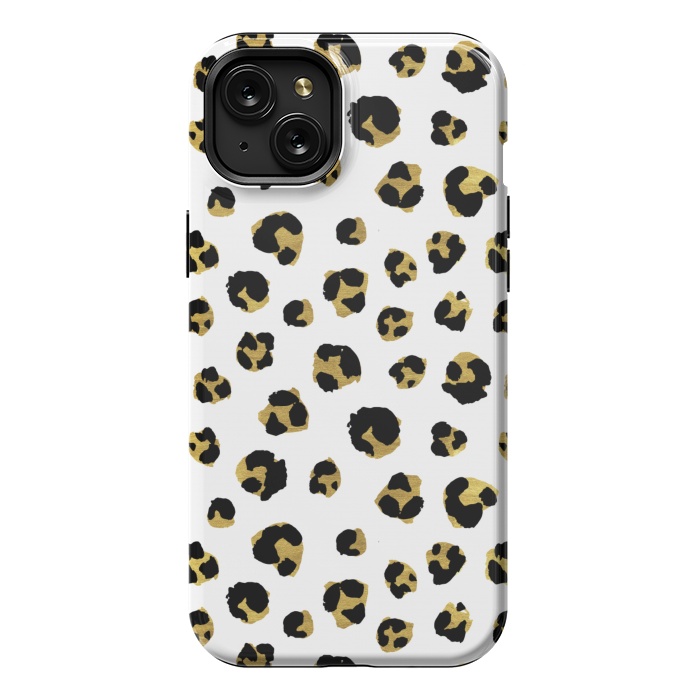 iPhone 15 Plus StrongFit Leopard. Black and gold by Julia Badeeva