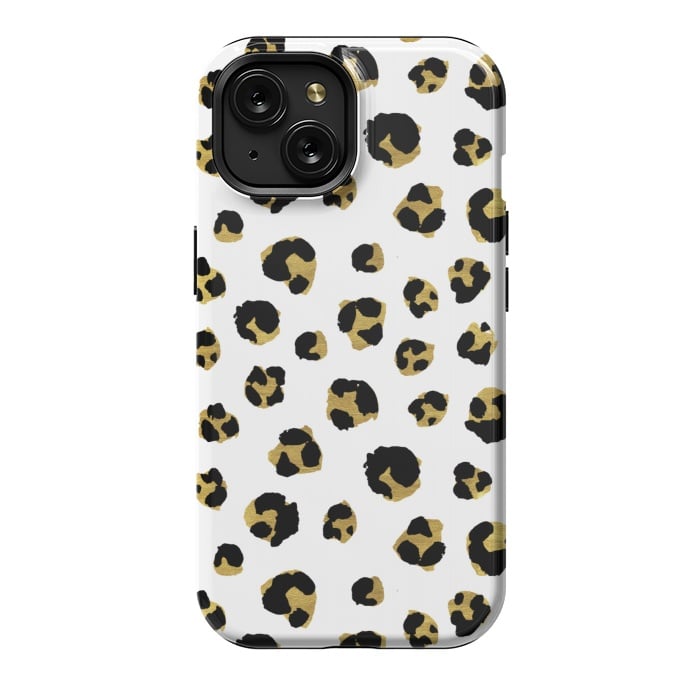 iPhone 15 StrongFit Leopard. Black and gold by Julia Badeeva