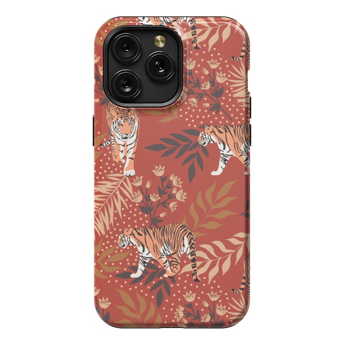 iPhone 15 Pro Max StrongFit Tigers. Red pattern by Julia Badeeva