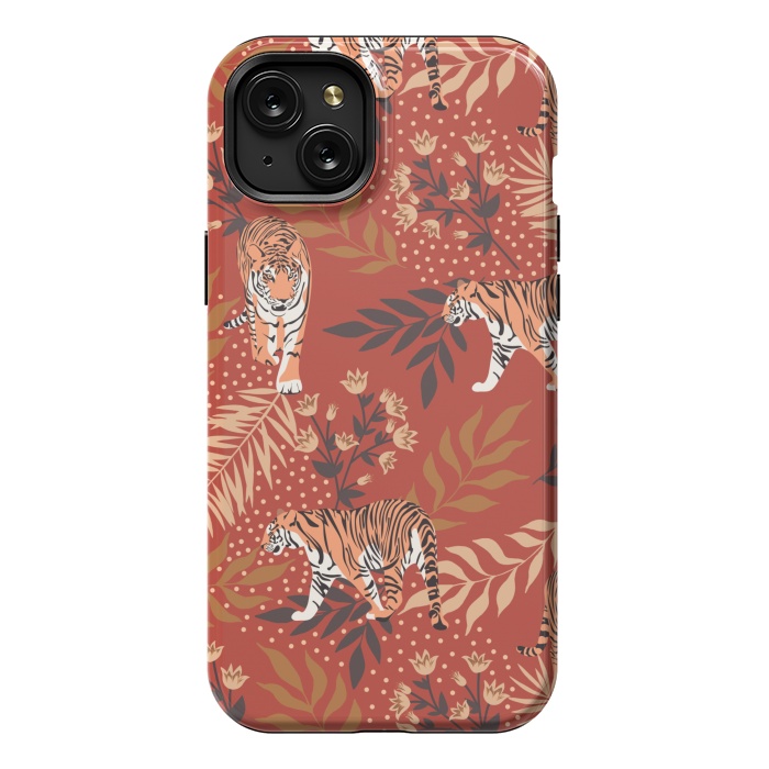 iPhone 15 Plus StrongFit Tigers. Red pattern by Julia Badeeva