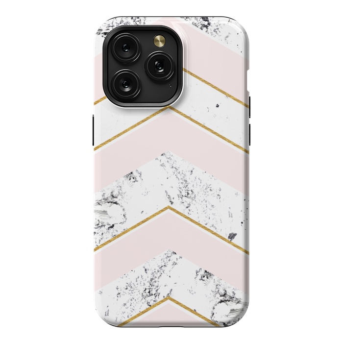 iPhone 15 Pro Max StrongFit Marble. Pink and gold by Julia Badeeva