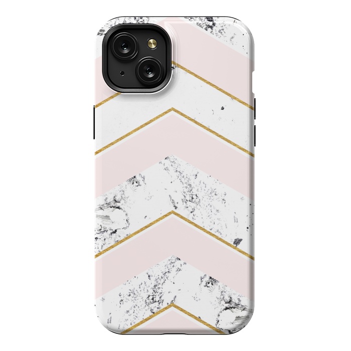 iPhone 15 Plus StrongFit Marble. Pink and gold by Julia Badeeva