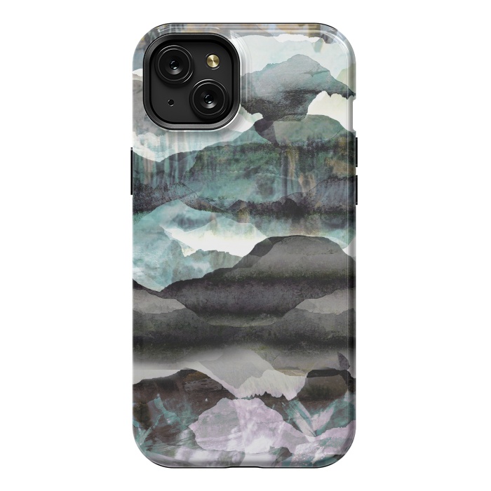 iPhone 15 Plus StrongFit stylised mountain landscape art by Oana 