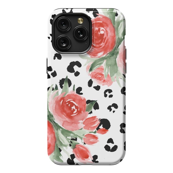 iPhone 15 Pro Max StrongFit Roses and leopard by Julia Badeeva