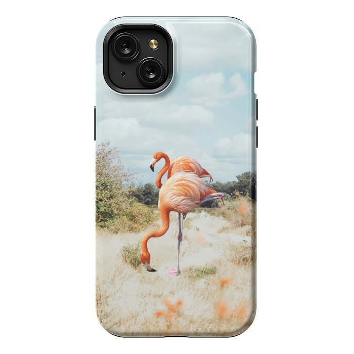 iPhone 15 Plus StrongFit Flamingo Couple by Uma Prabhakar Gokhale