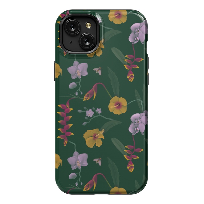 iPhone 15 Plus StrongFit Heliconia & Hibiscus by Tishya Oedit