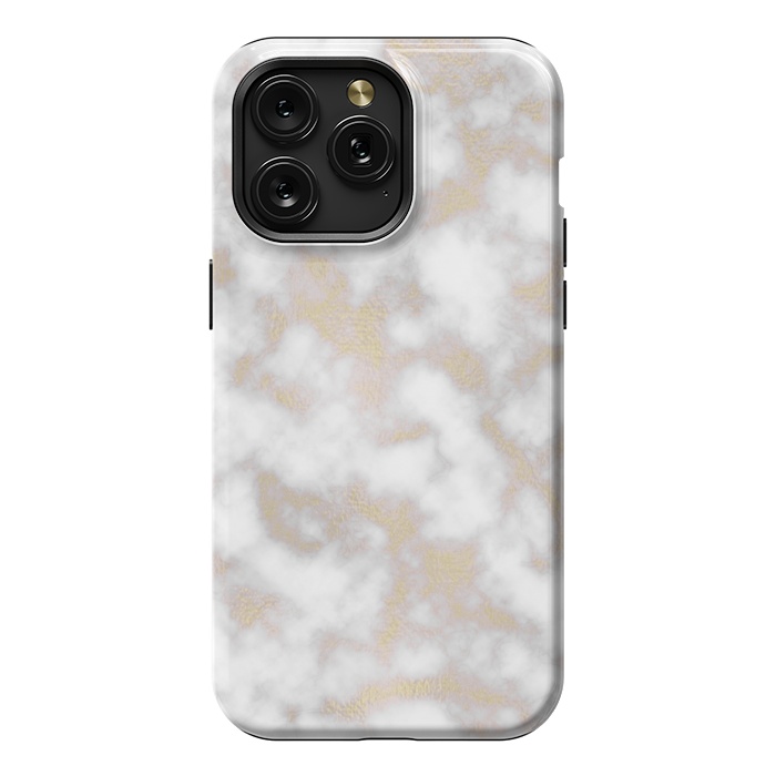iPhone 15 Pro Max StrongFit Gold and White Marble Texture by Julie Erin Designs