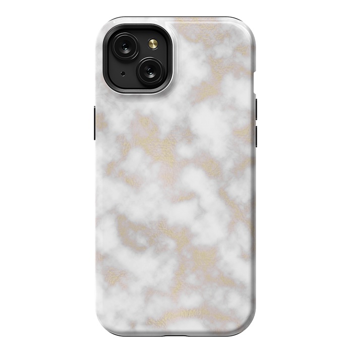 iPhone 15 Plus StrongFit Gold and White Marble Texture by Julie Erin Designs