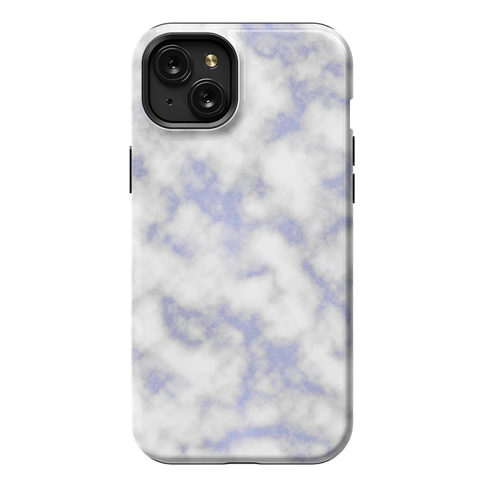 iPhone 15 Plus StrongFit Blue and White Marble Texture by Julie Erin Designs