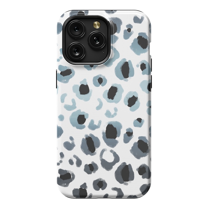 iPhone 15 Pro Max StrongFit Blue grey gradient leopard print by Oana 
