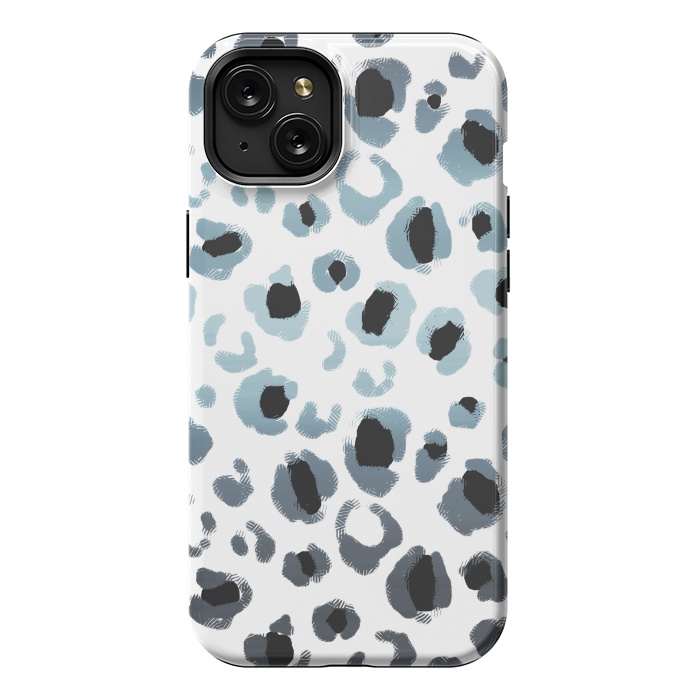 iPhone 15 Plus StrongFit Blue grey gradient leopard print by Oana 